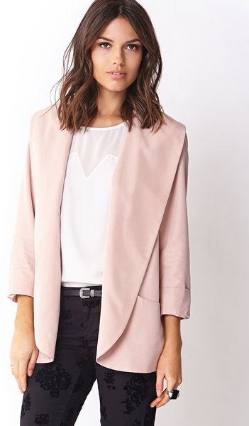 Love 21 Oversized Shawl Collar Blazer in Pink (BLUSH) | Lyst