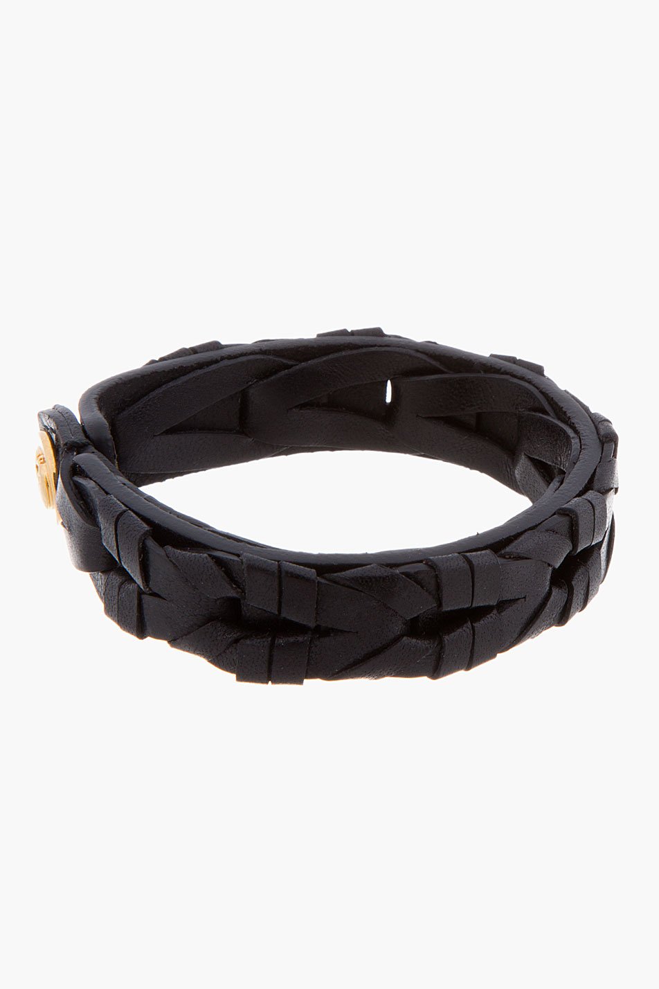 Lyst Alexander Mcqueen Black Braided Leather Bracelet In Black For Men 1070