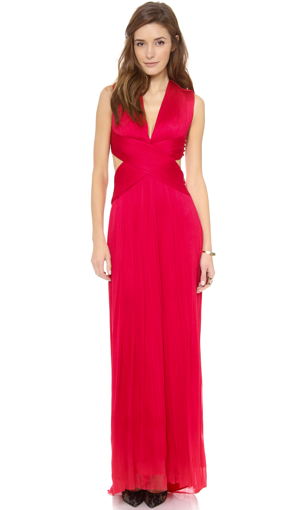 off the shoulder cross back gown