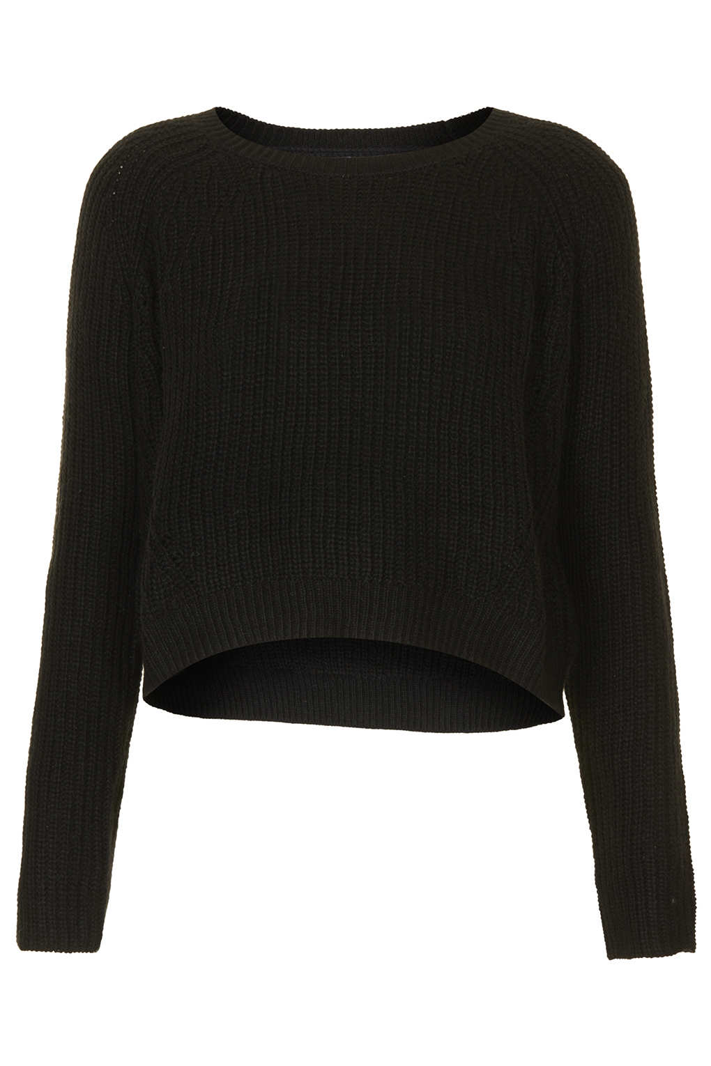 Topshop Knitted Rib Curve Crop Jumper in Black | Lyst