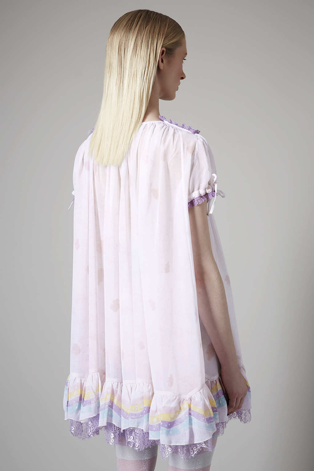 Lyst Rainbow Print Babydoll Dress in Pink