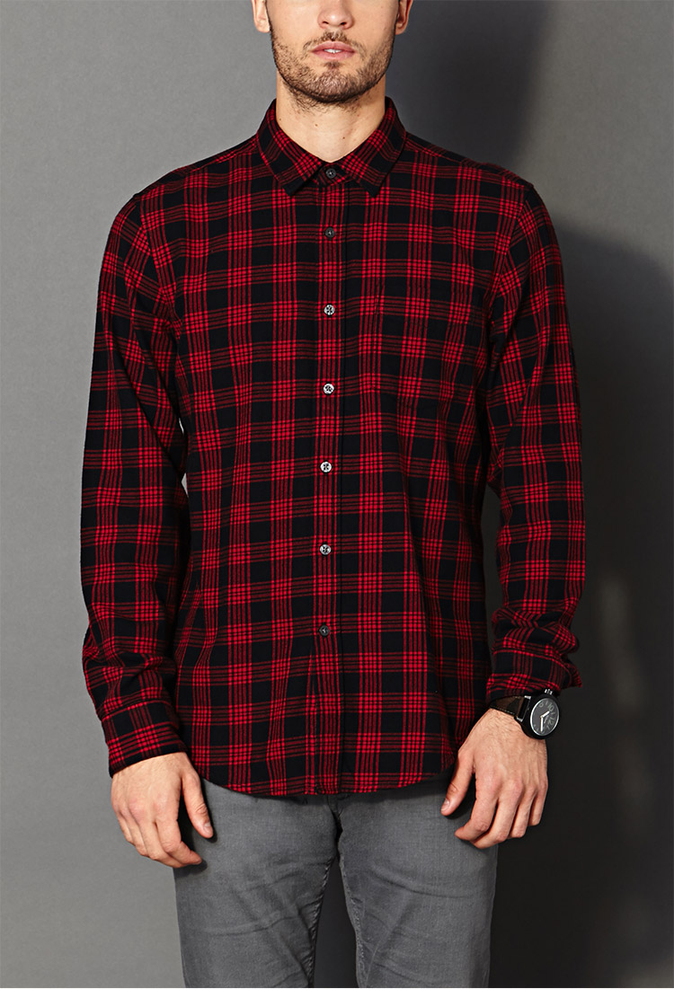 gray and black plaid shirt