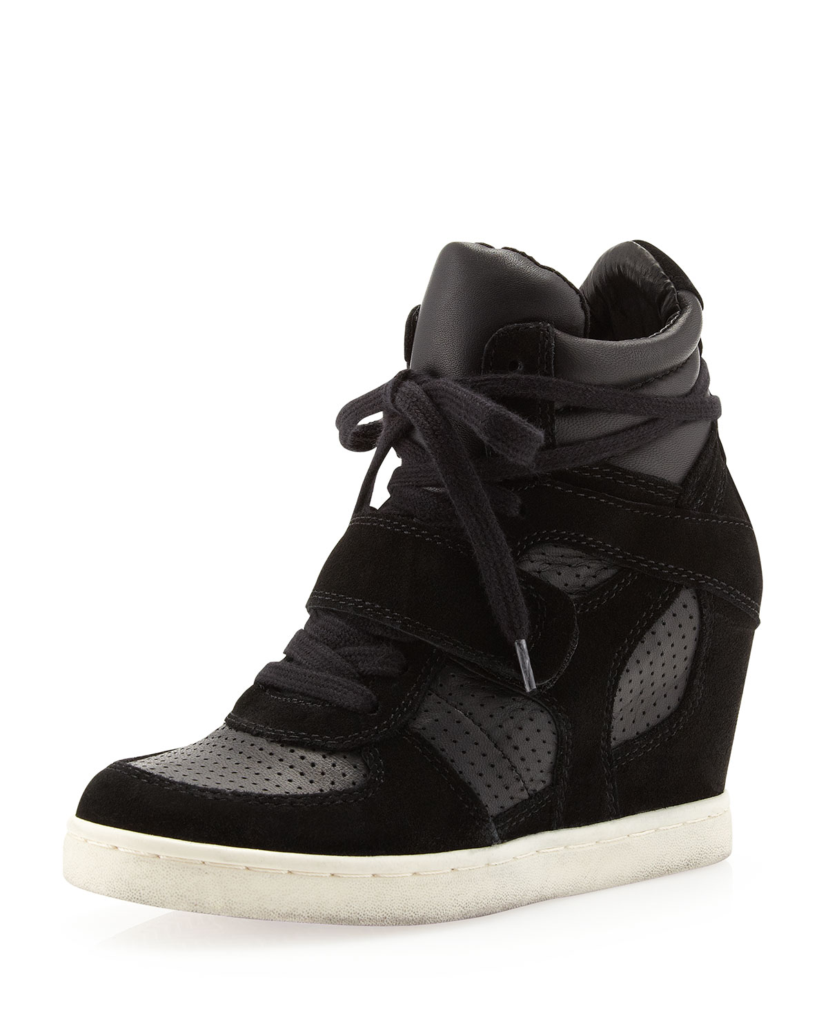 Lyst - Ash Cool Suede Wedge Sneaker Black in Gray