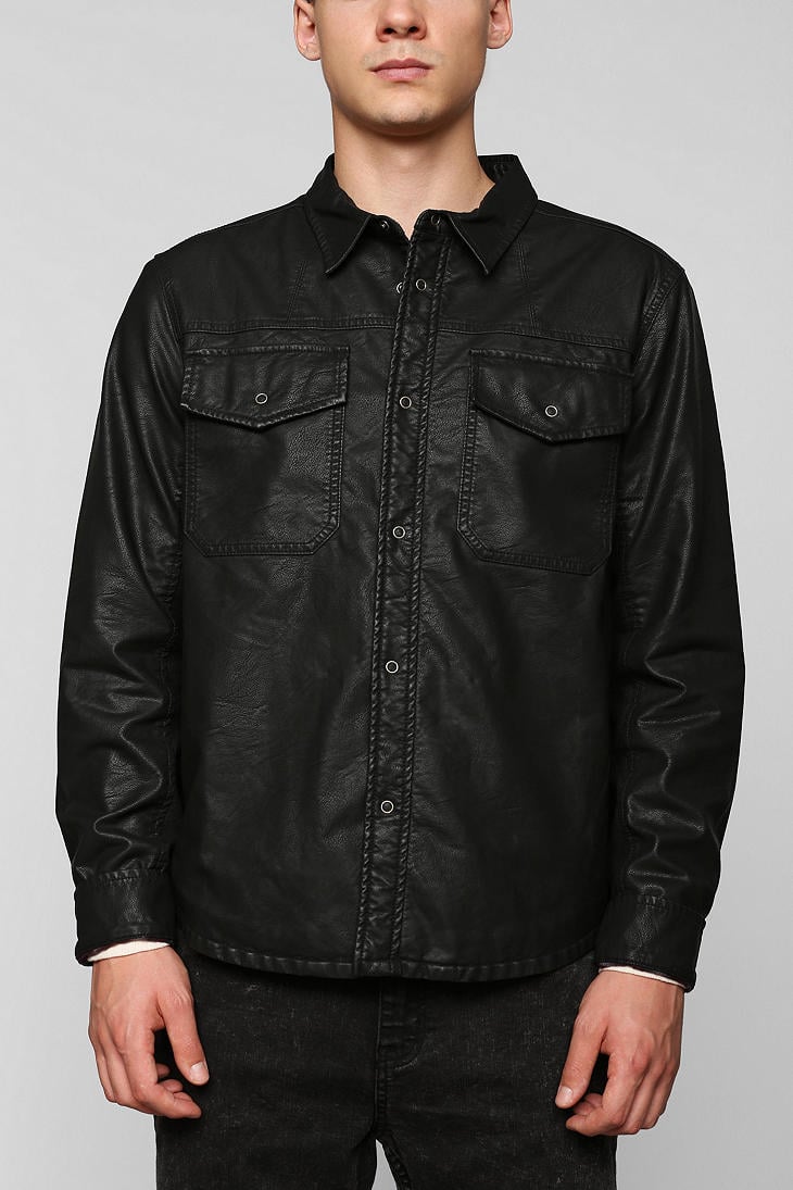 Lyst - Urban Outfitters Feathers Sebastian Faux-leather Shirt Jacket in ...