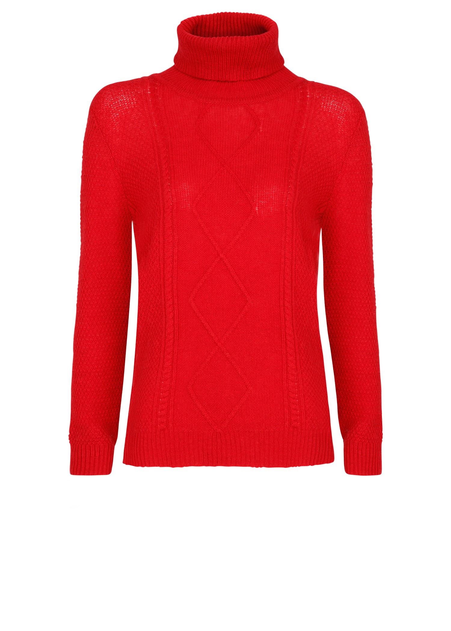 Lyst - Mango Cableknit Turtleneck Sweater in Red