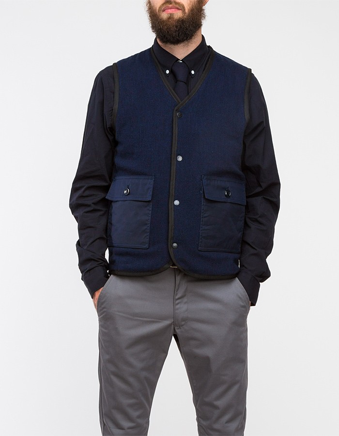 Lyst Apolis Indigo Wool Quilted Vest in Blue for Men