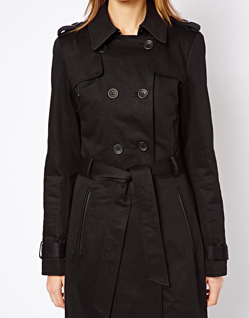 Lyst - Asos Warehouse Twill Trench Coat in Black