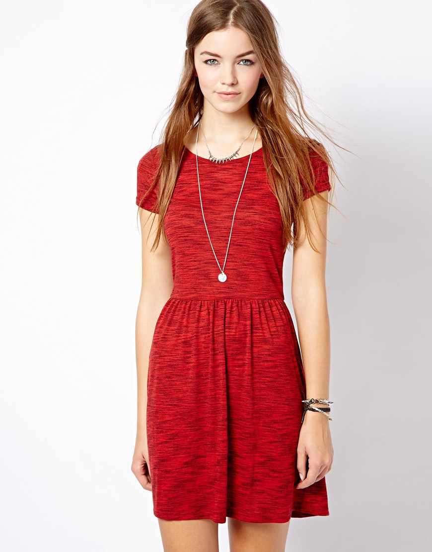 Lyst - Asos New Look Slub Tshirt Dress in Red