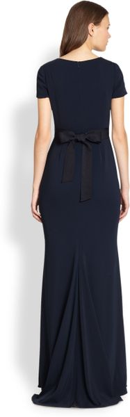 Badgley Mischka Embellished Belted Gown in Blue (NAVY) | Lyst