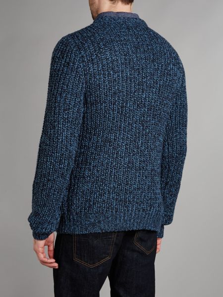 Bellfield Crew Neck Fisherman Jumper in Blue for Men (Ink) | Lyst