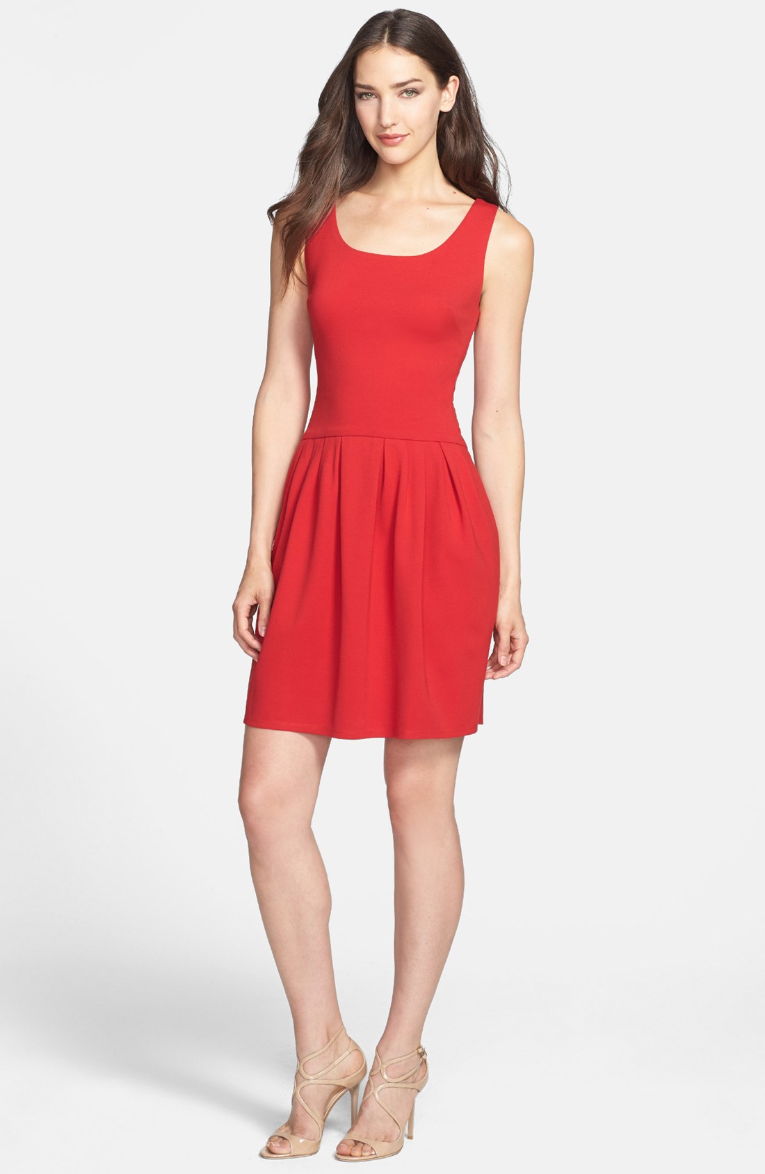 Betsey Johnson Bow Detail Ponte Fit Flare Dress in Red (Tomato) | Lyst