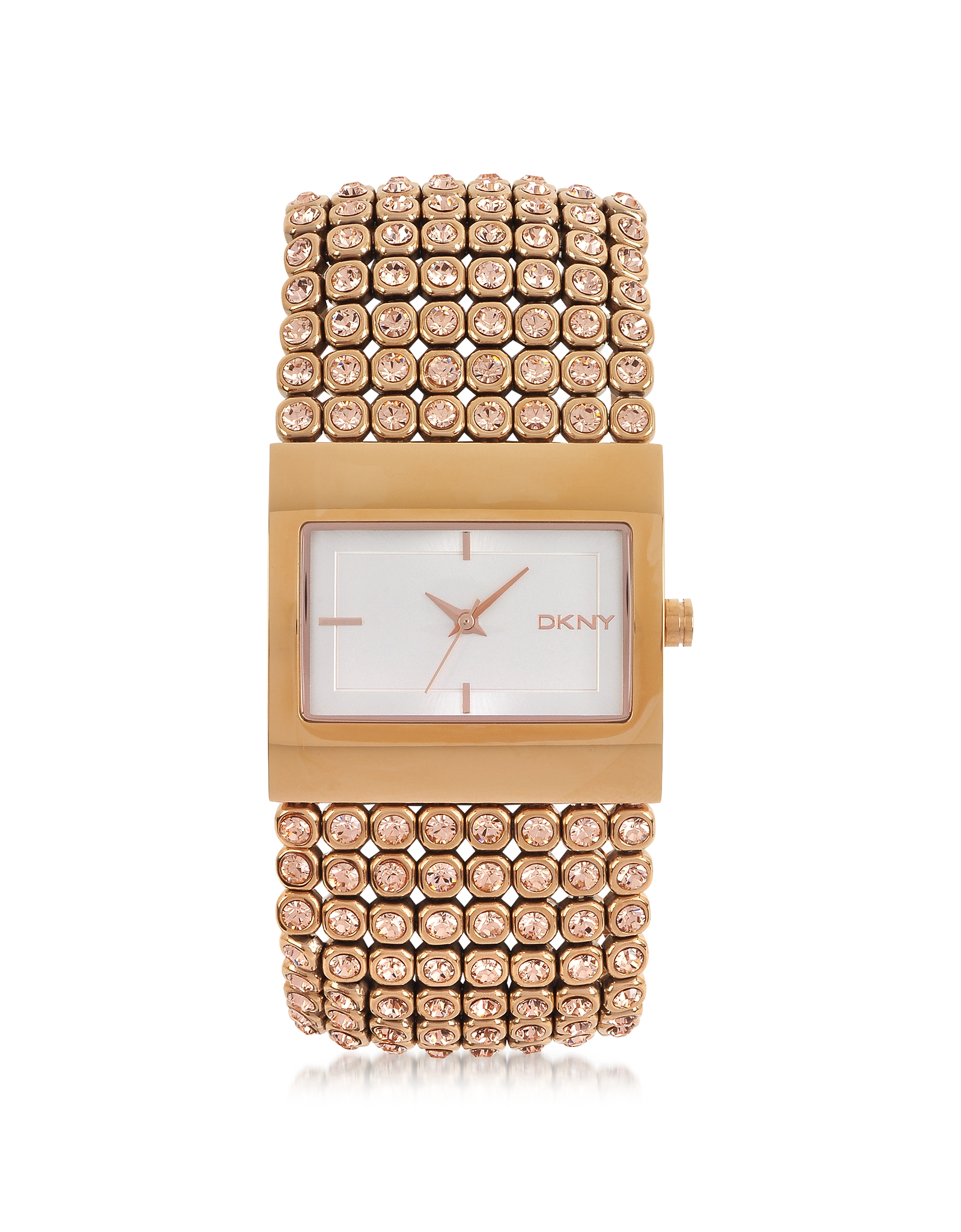 Lyst Dkny Glitz Rose Gold Tone Crystal Bracelet Watch In Metallic Gallery
