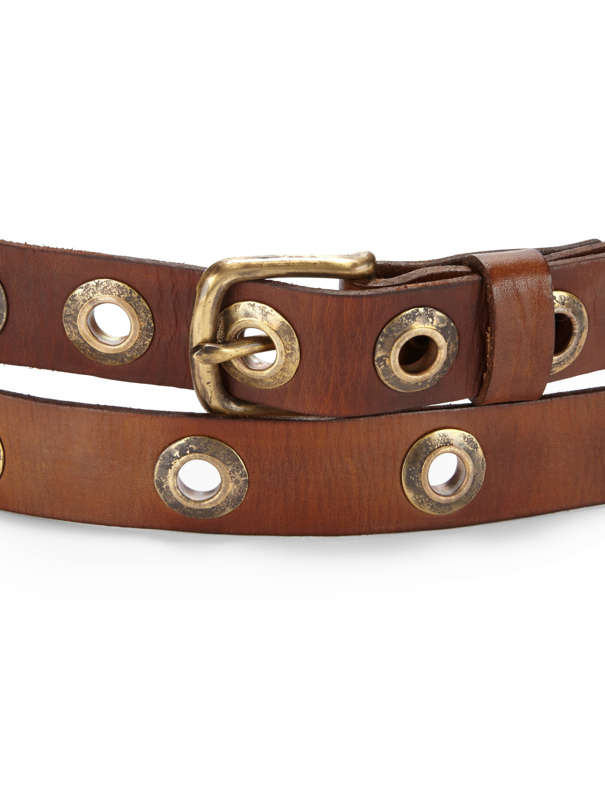 Lyst - Donna Karan Leather Double Wrap Grommet Belt in Brown