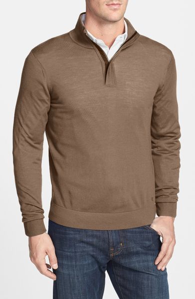 Façonnable Quarter Zip Wool Sweater in Brown for Men (Brown Multi) | Lyst