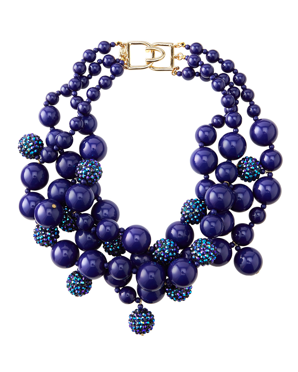 Kenneth Jay Lane Pave Crystal Beaded Cluster Necklace Blue ...