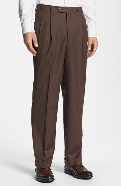 Linea Naturale Cash Pleated Flannel Pants in Brown for Men (Latte) | Lyst