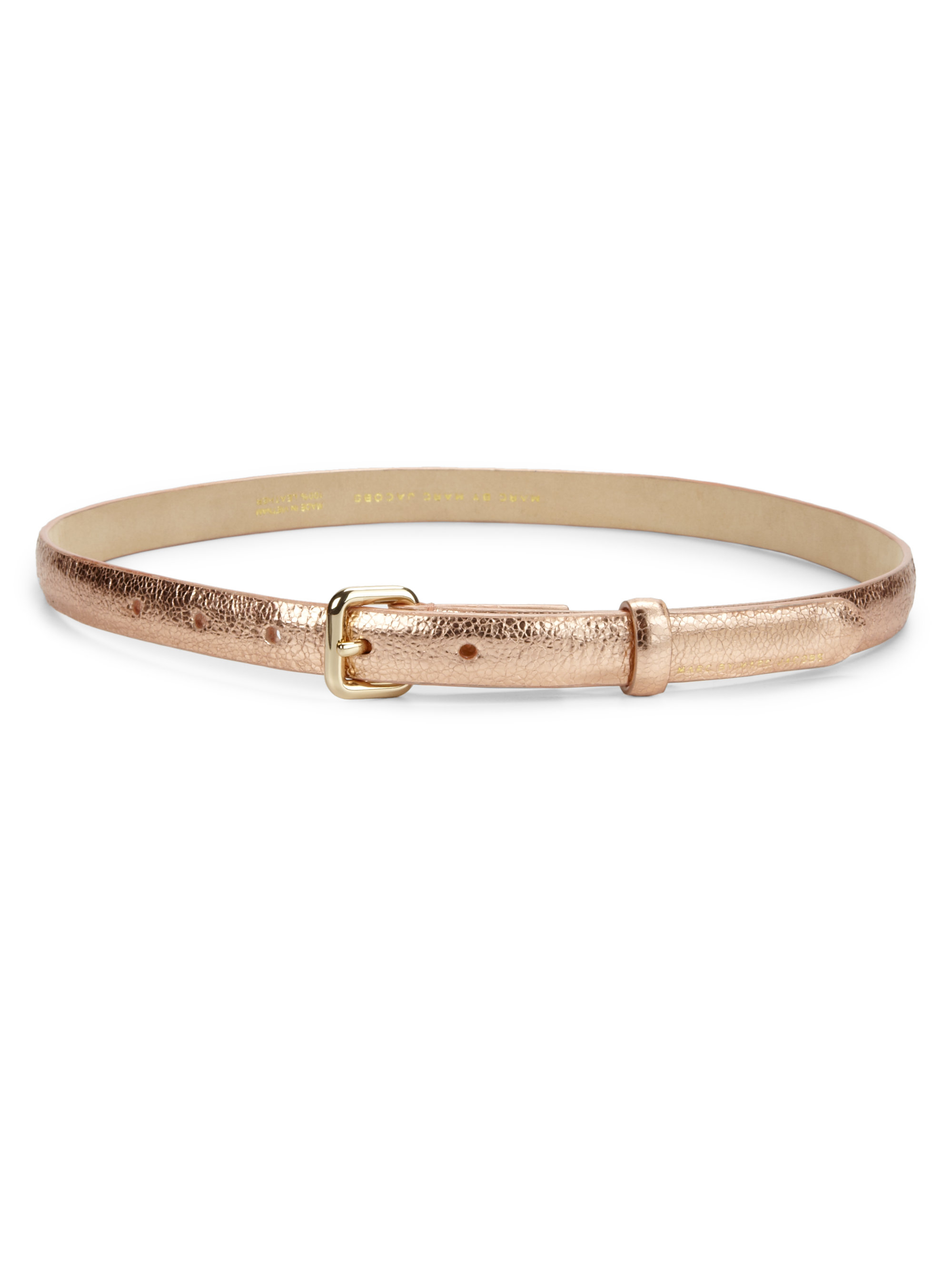 Marc by marc jacobs Metallic Fullgrain Leather Belt in Metallic | Lyst