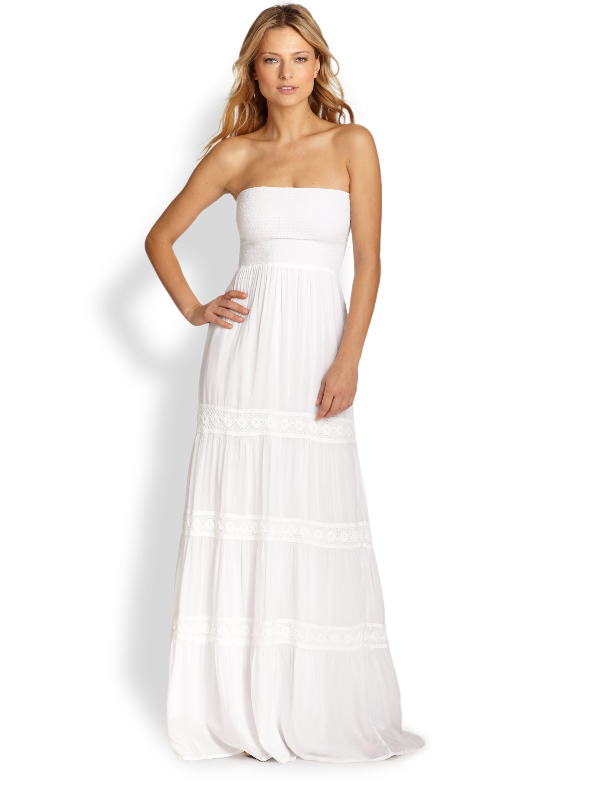 white strapless maxi