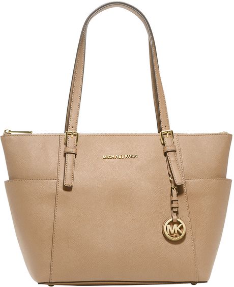 Michael Michael Kors Jet Set East West Leather Tote Bag in Khaki | Lyst