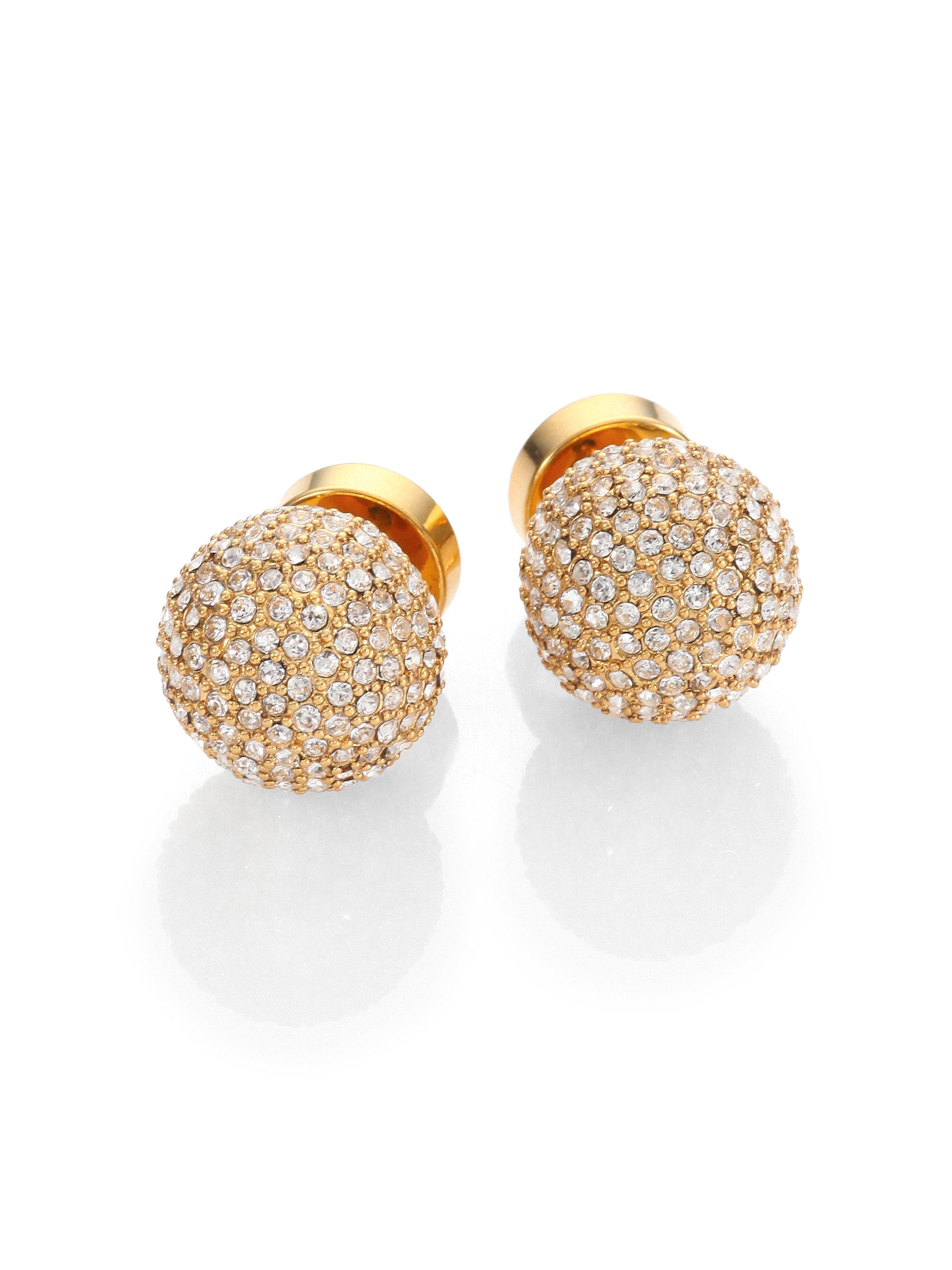 Lyst Michael Kors Pave Ball Stud Earrings In Metallic Gallery