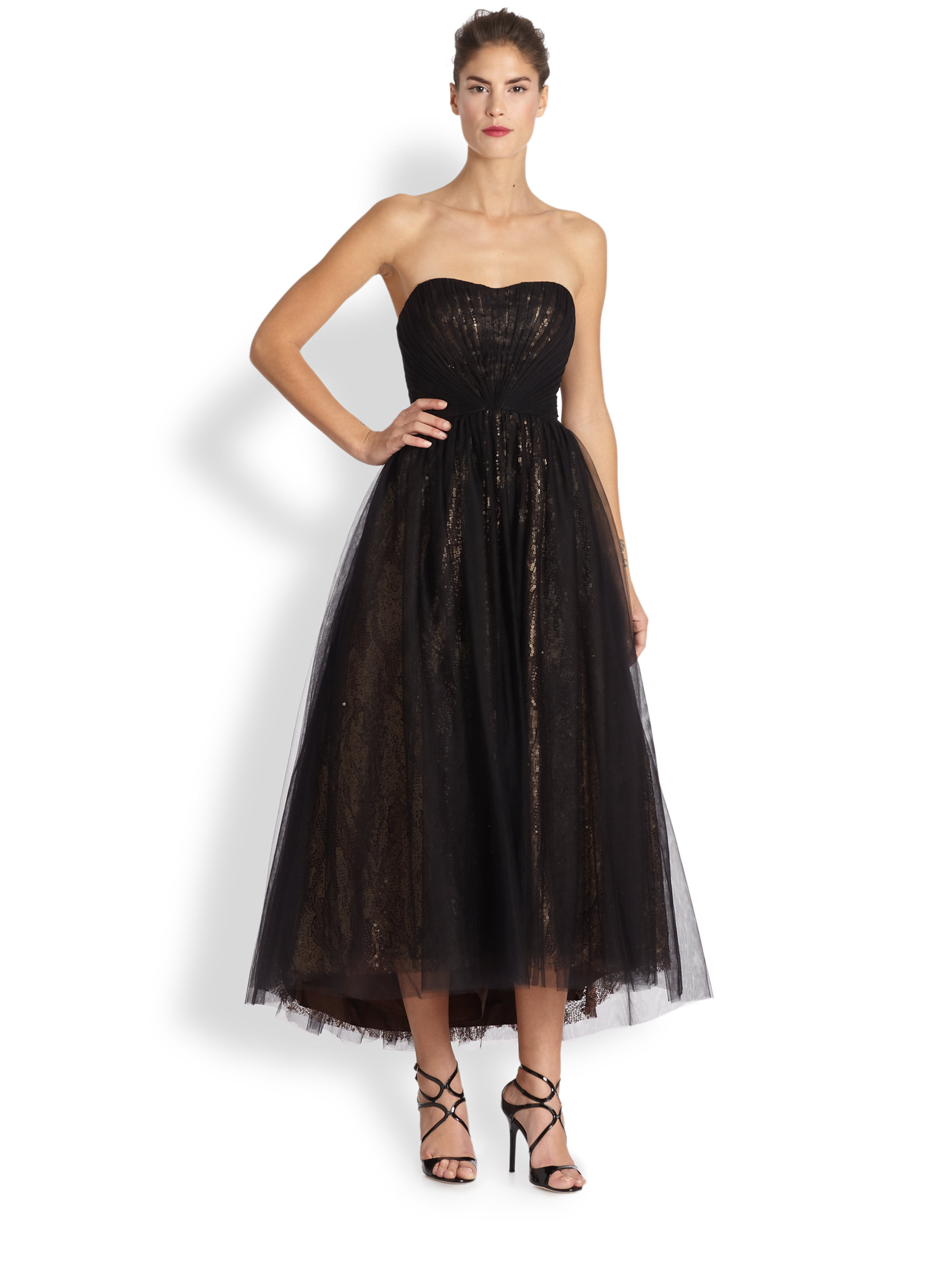 Ml Monique Lhuillier One Shoulder Black Dress