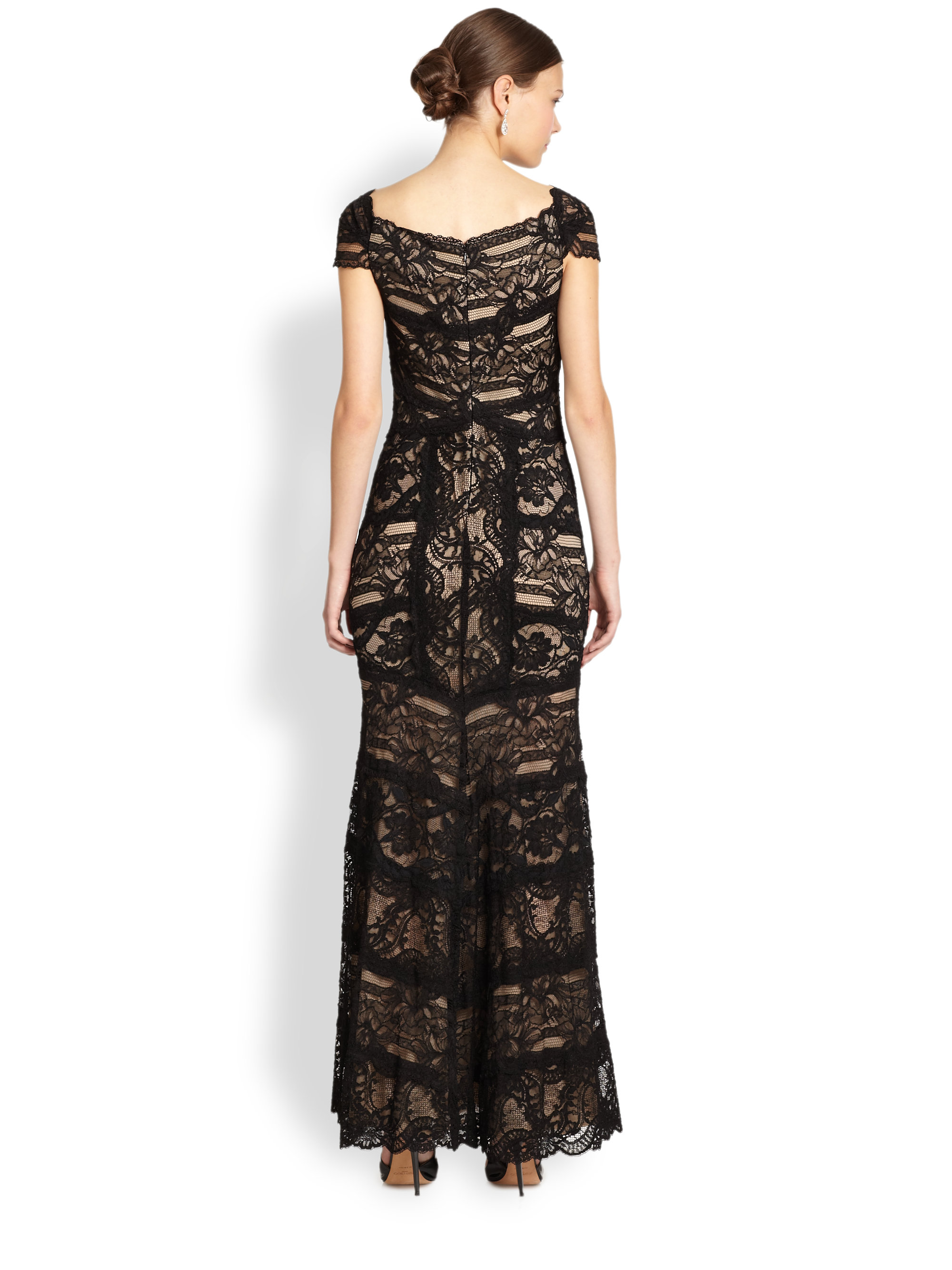 Nicole miller Lace Sweetheart Gown in Black | Lyst