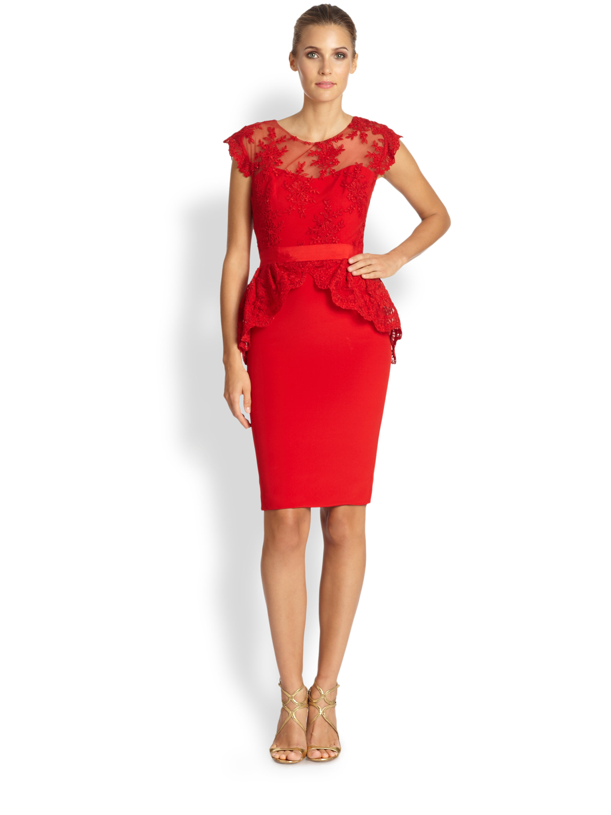 red lace peplum dress