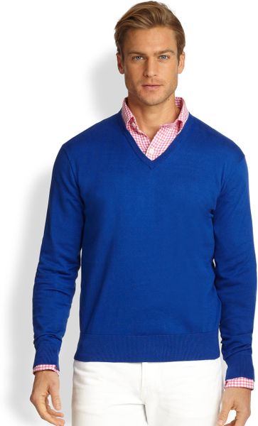 Polo Ralph Lauren Cotton V-Neck Sweater in Blue for Men (ROYAL BLUE) | Lyst