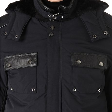 The Kooples Sport Leatherdetailed Parka Jacket in Black for Men | Lyst