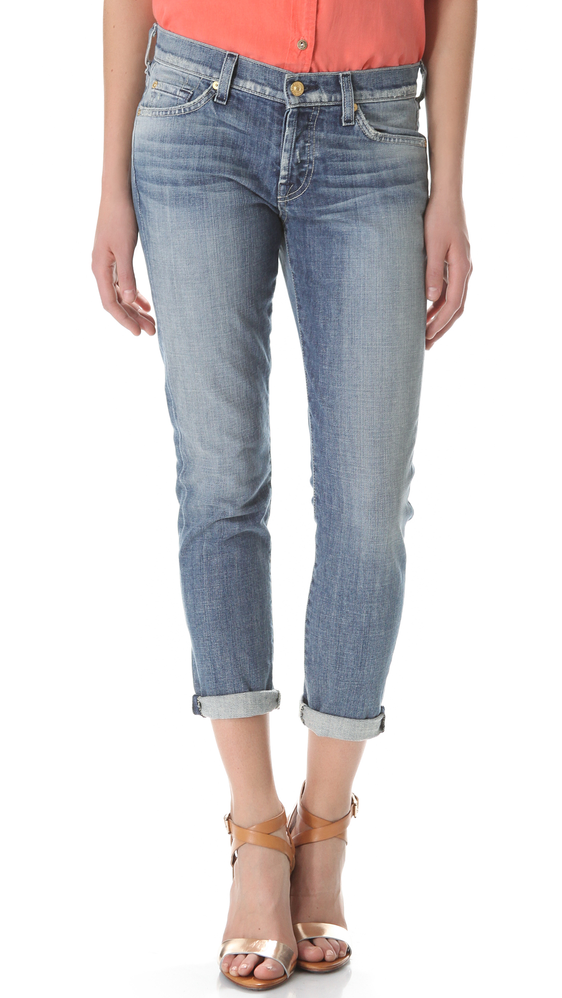 7 For All Mankind Josefina Boyfriend Jeans - Pure Light Blue in Blue ...