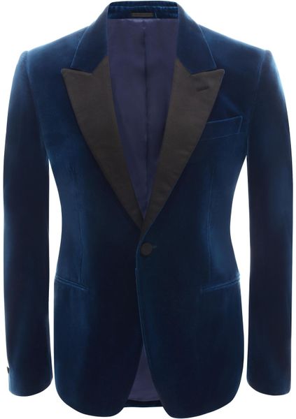 Alexander Mcqueen Velvet Tuxedo Jacket in Blue for Men (teal) | Lyst