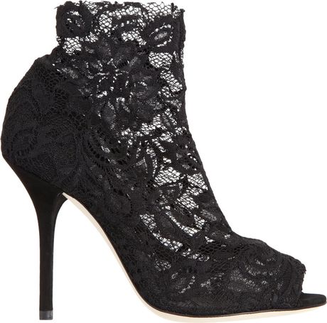 Dolce & Gabbana Lace Bootie in Black | Lyst