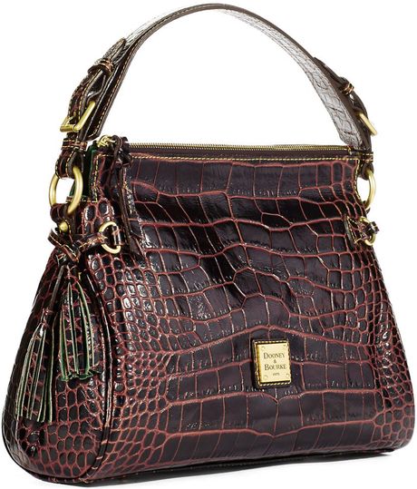 Dooney & Bourke Crocodile Textured Hobo Bag in Brown | Lyst