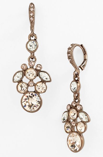 Givenchy Cluster Drop Earrings in Beige (Brown Gold/ Silk/ Crystal) | Lyst