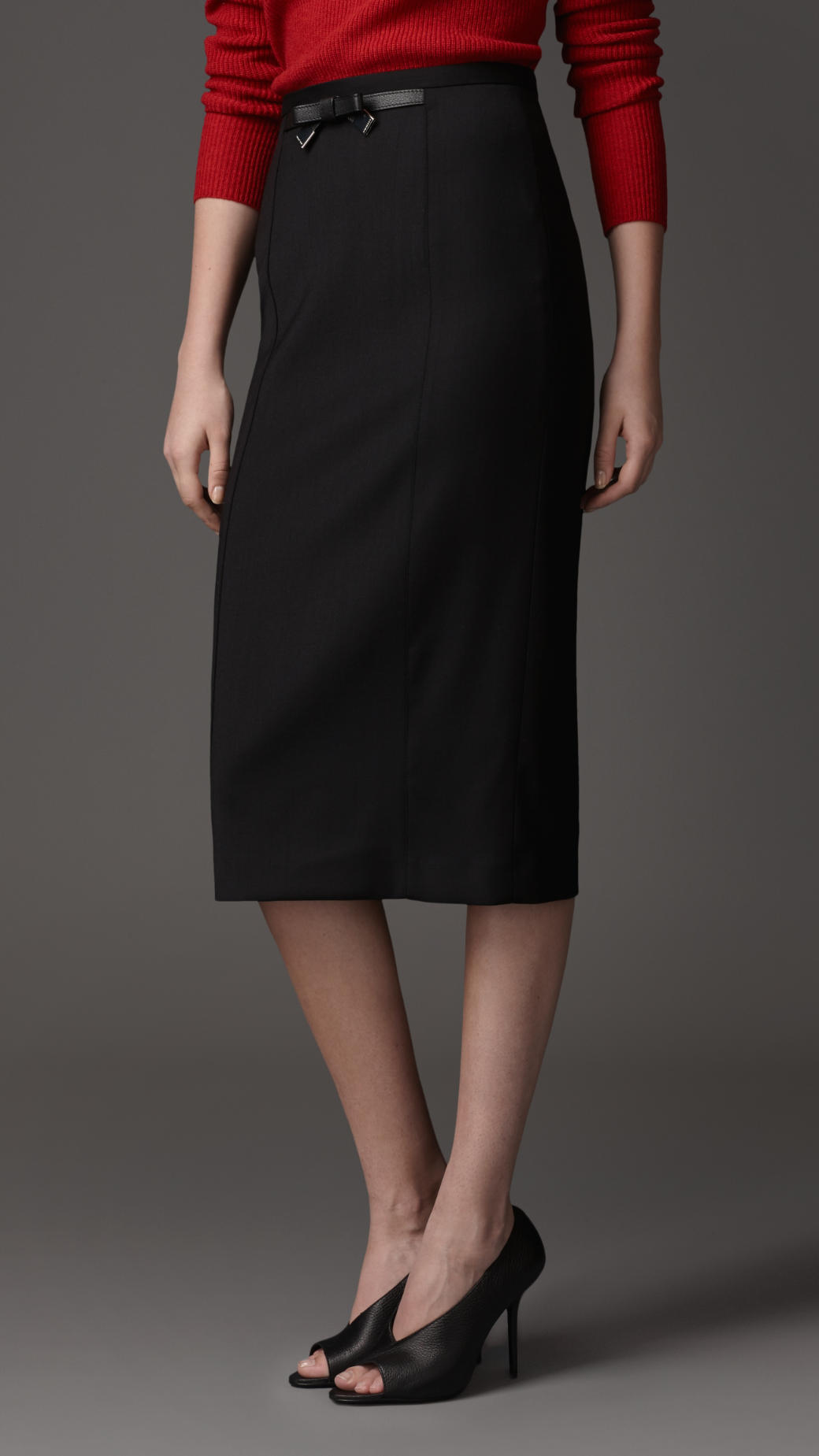 Burberry Bow Detail Stretch Wool Pencil Skirt in Black Lyst