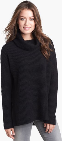 Eileen Fisher Merino Yak Wool Turtleneck Sweater in Black | Lyst