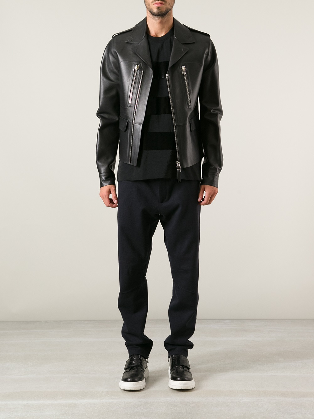 Lyst - Lanvin Zipup Leather Jacket in Black for Men