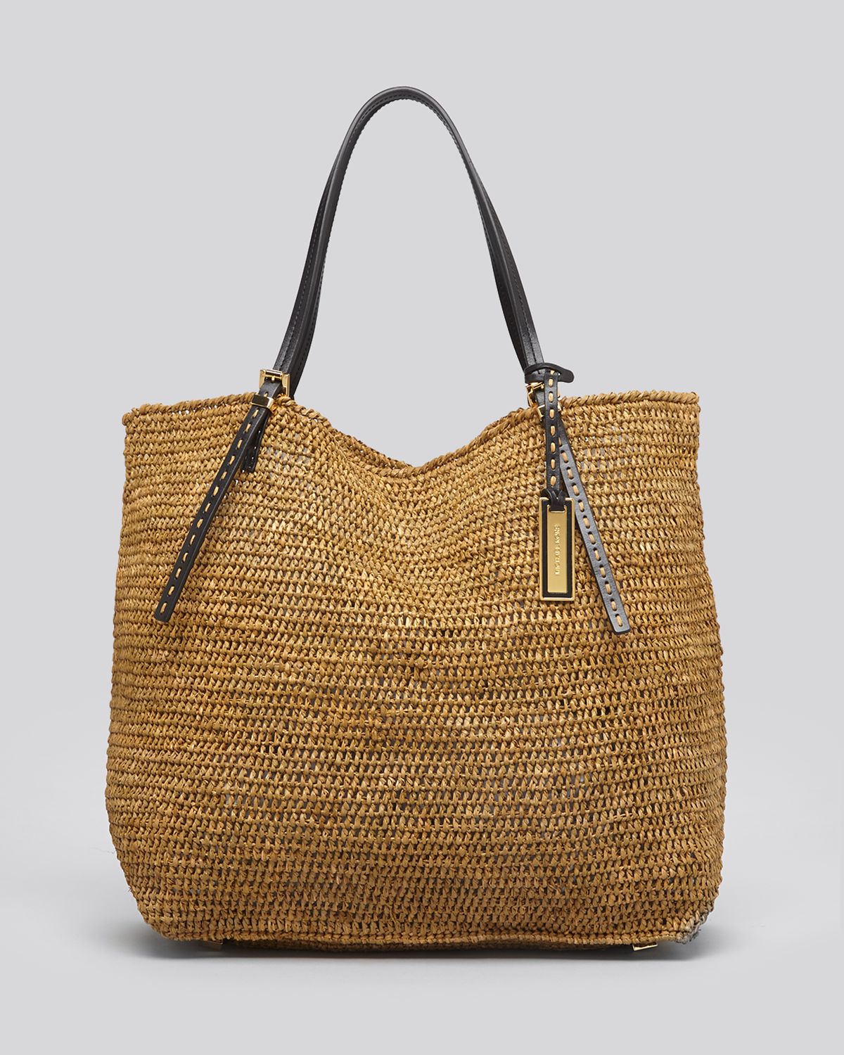 Michael Kors Tote Santorini North South Straw in Brown (Black) | Lyst