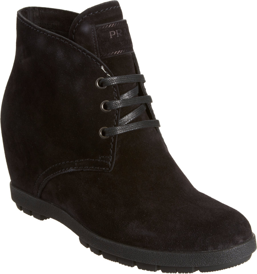 black hidden wedge boots