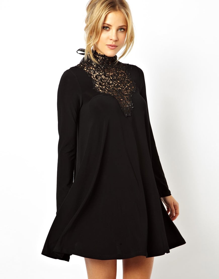 Asos Lace Insert Swing Dress In Black Lyst 4013