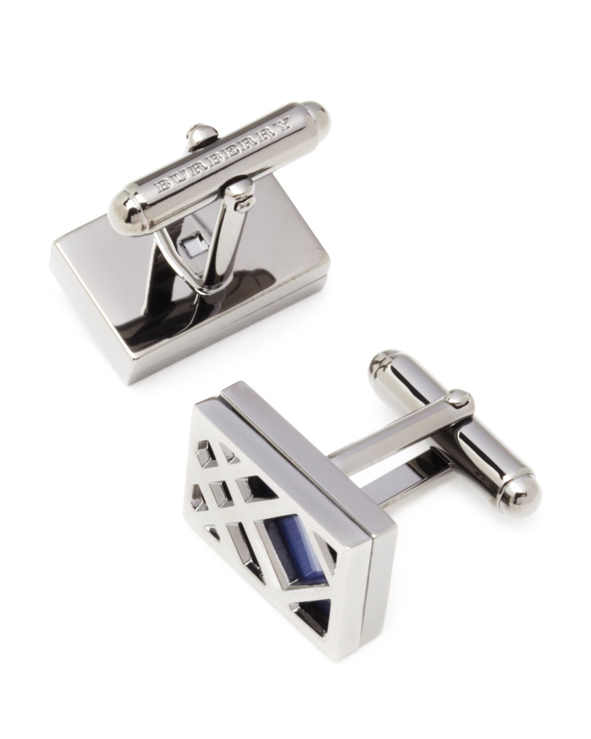 Burberry London Enamel Check Cufflinks in Blue for Men (Lapis Blue) | Lyst