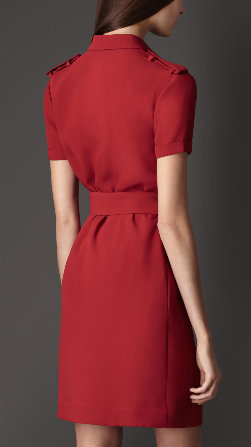 Lyst - Burberry Double Georgette Silk Shirt Dress in Red