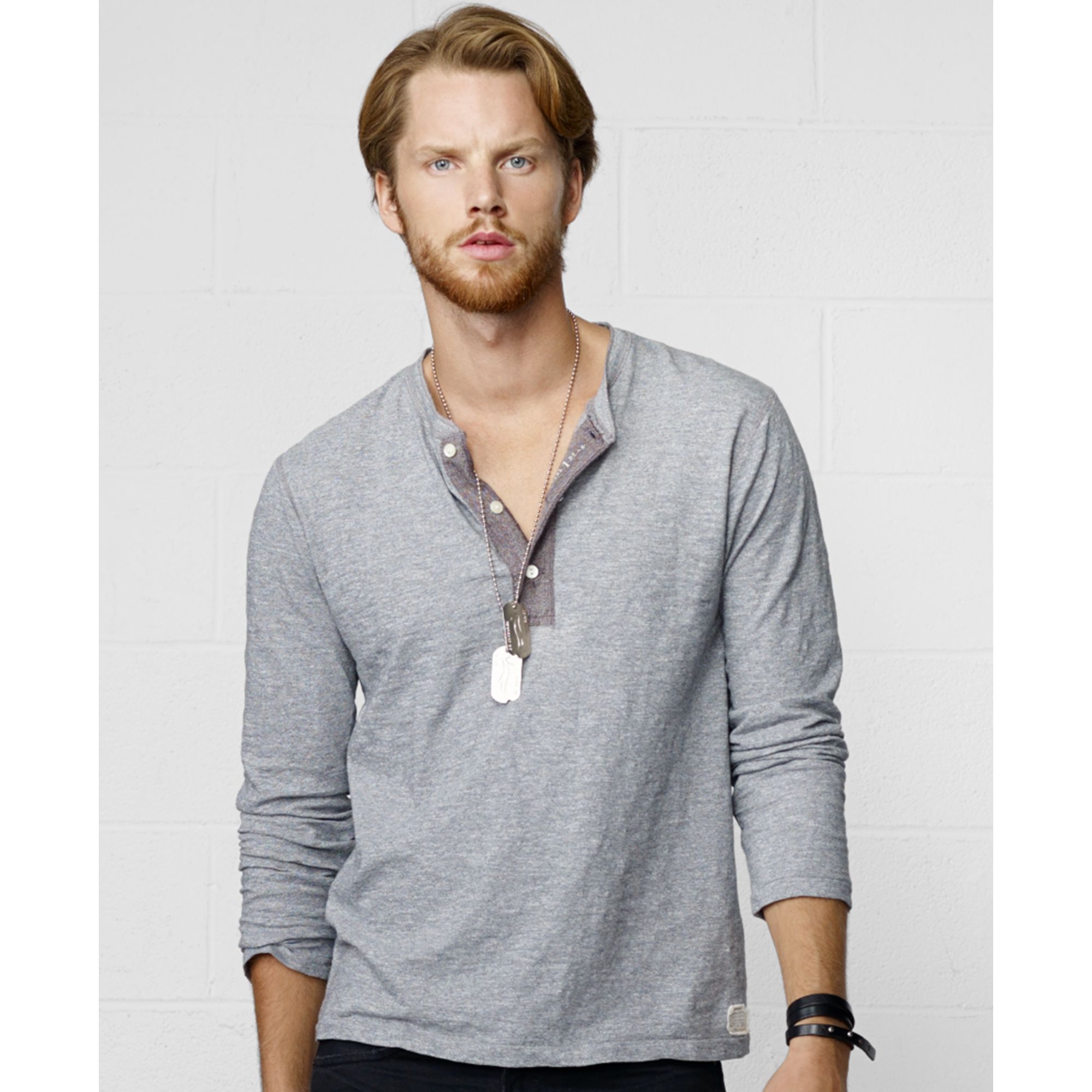 Lyst Denim And Supply Ralph Lauren Henley Shirt In Gray For Men