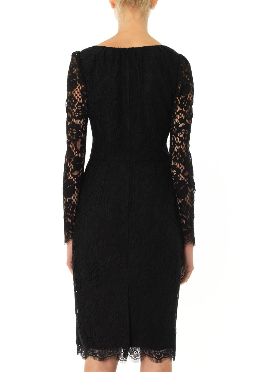 Dolce & gabbana Lace Long Sleeved Dress in Black | Lyst