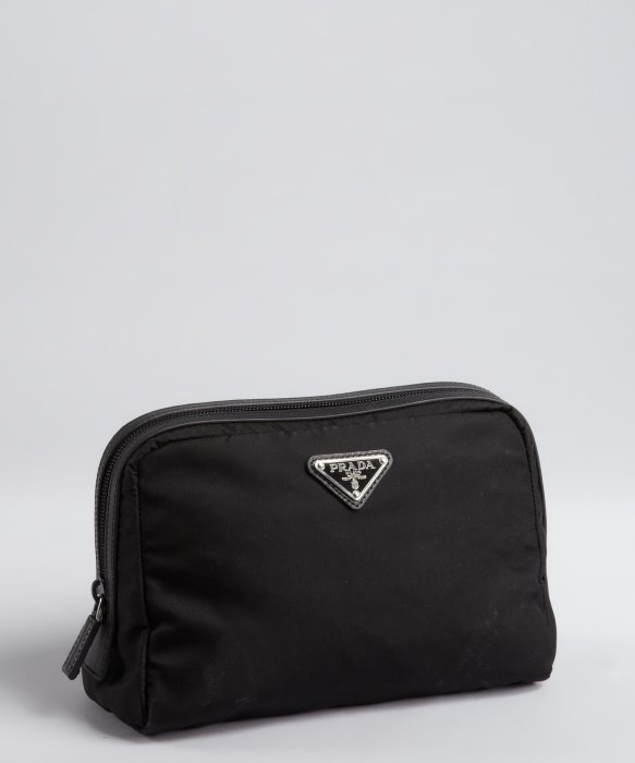 Prada Black Signature Nylon Zip Travel Case in Black | Lyst  