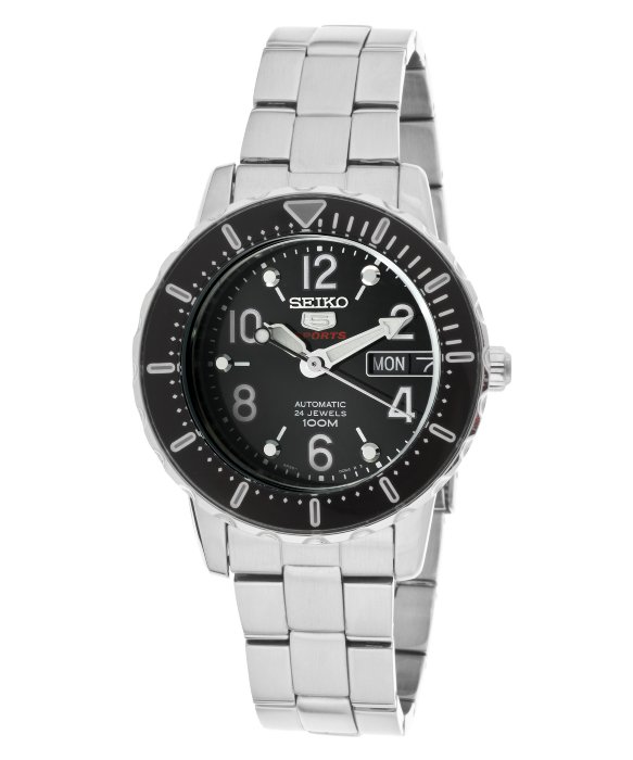 seiko 5 sports automatic black dial stainless steel