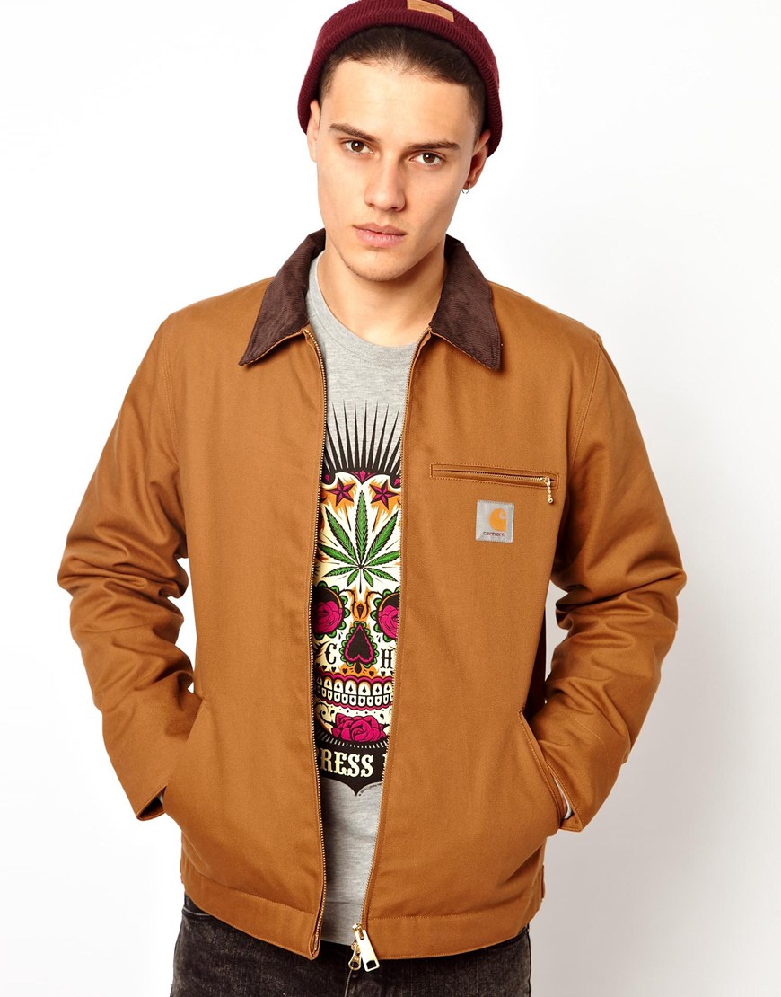 Lyst Asos Carhartt Jacket Detroit Zip Front In Brown For Men