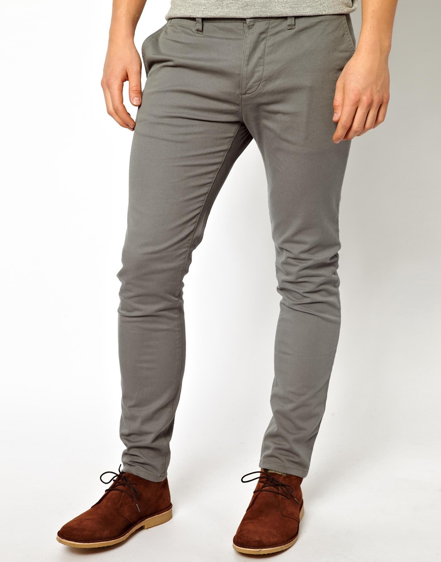 Lyst Asos Skinny Chinos In Gray For Men 0271