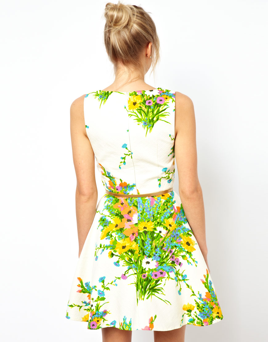 Lyst - Asos Oasis Floral Fit And Flare Dress In White