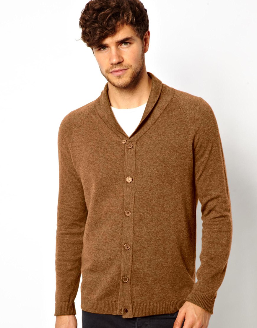 Asos Shawl Cardigan in Brown for Men | Lyst